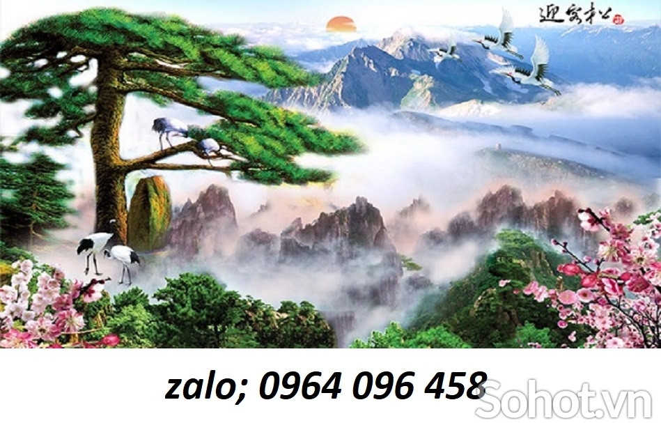 Tranh gạch 3d phong thủy mây núi - QPKH65