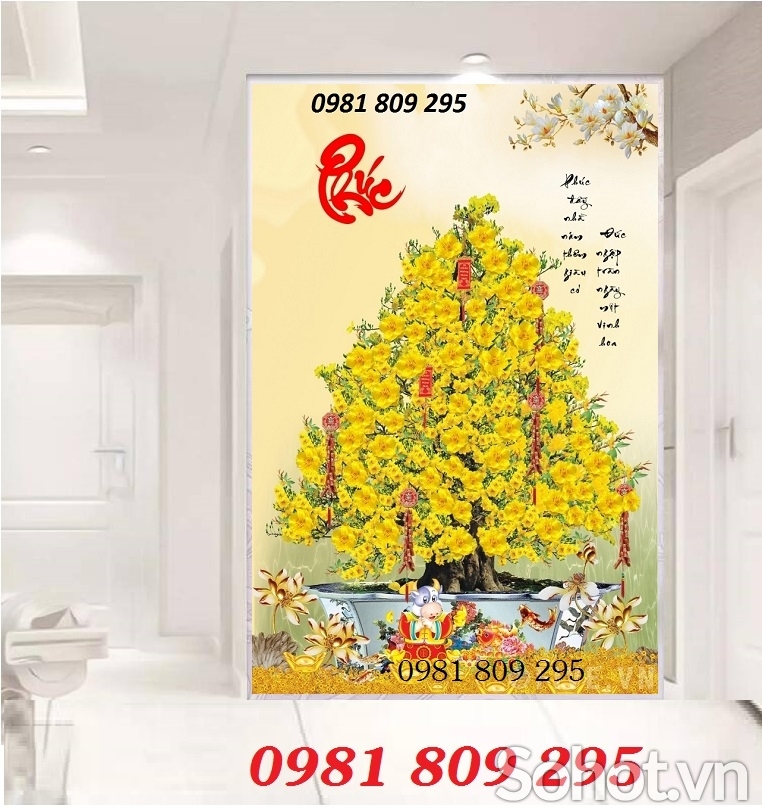 Gạch 3d hoa mai , tranh phú quý tài lộc HN2929