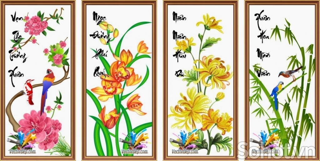 Tranh gạch 3d bốn mùa - CBV3