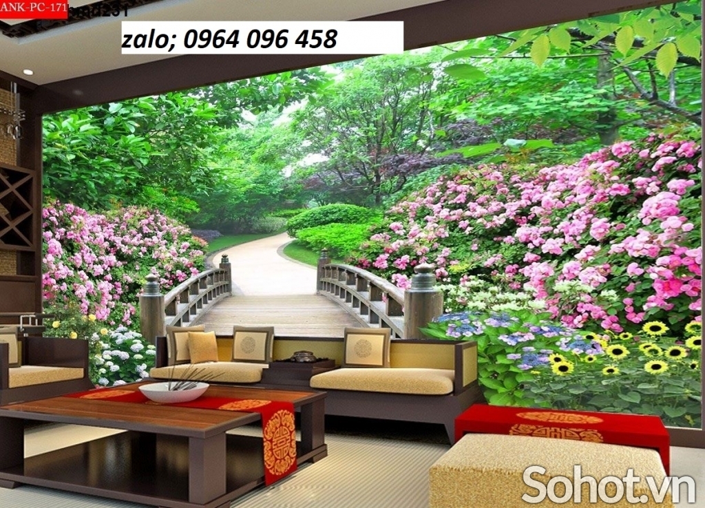 Tranh gạch 3d ốp tường con đường hàng cây - SMN89