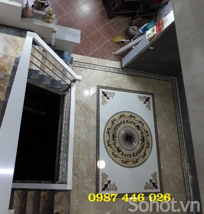 Thảm gạch phòng khách khắc vàng HP02832
