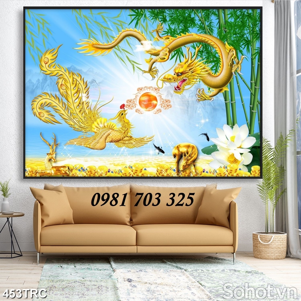 Gạch tranh 3D long phụng sum vầy
