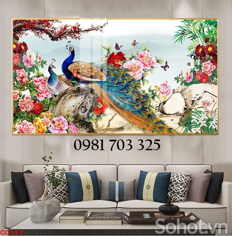 Gạch men 3D phong thủy chim công