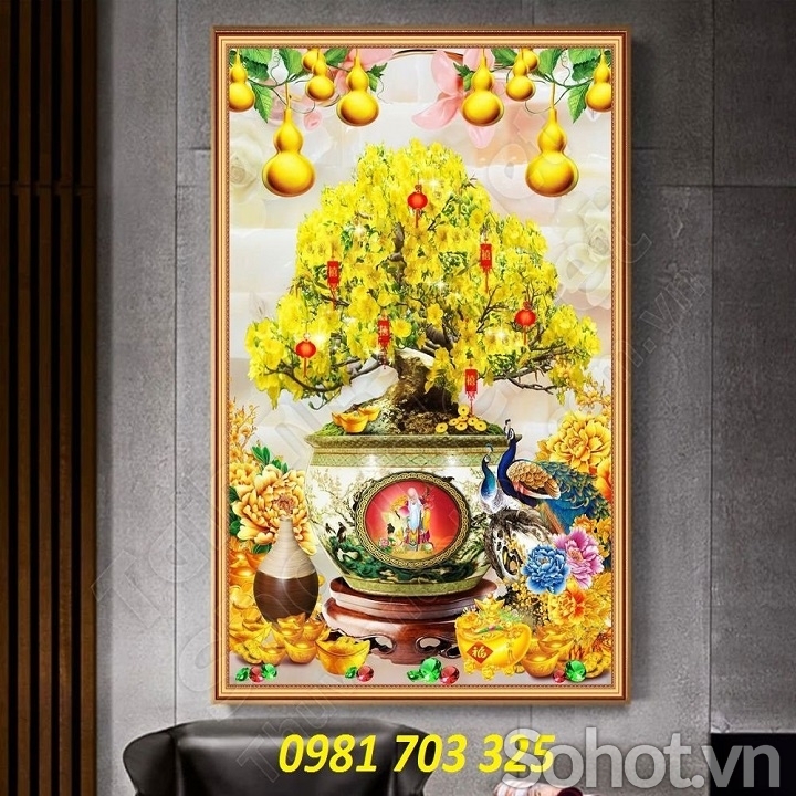 Tranh gạch 3d hoa mai trang trí