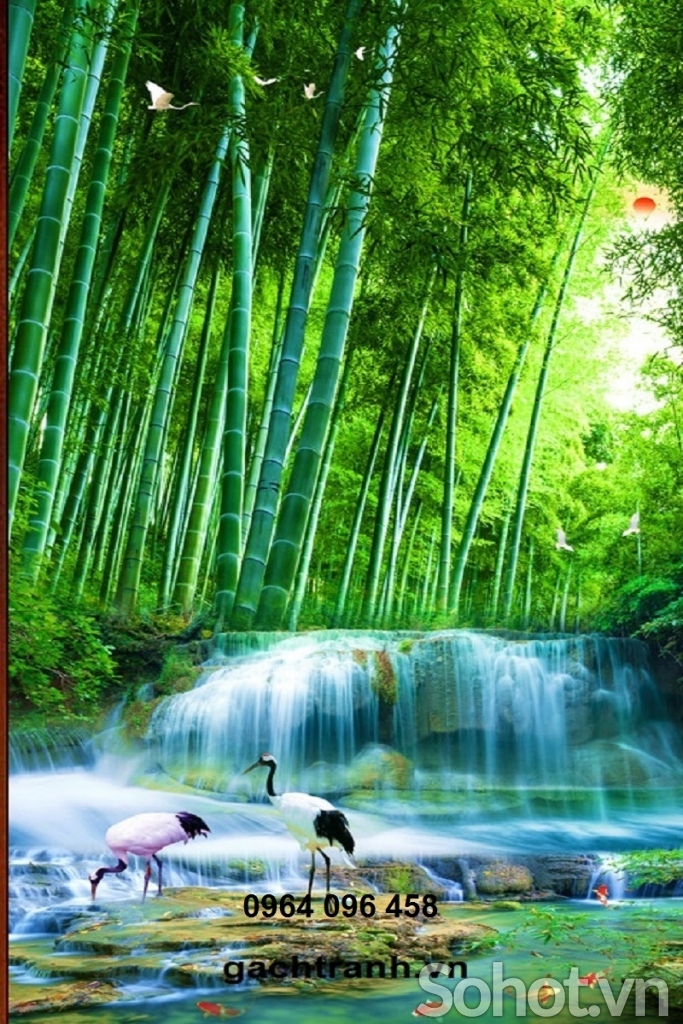 Mẫu tranh gạch 3d phong thủy phòng khách - 876CV