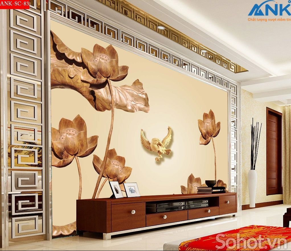 Tranh gạch 3d mẫu hoa sen - LFD3
