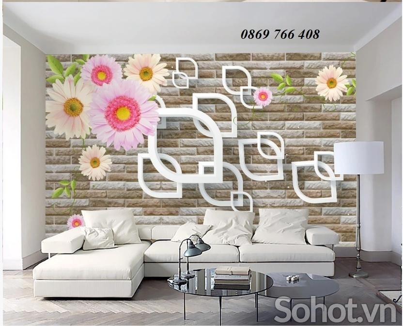 Tranh 3d hoa ốp tường-tranh treo tường phòng khách