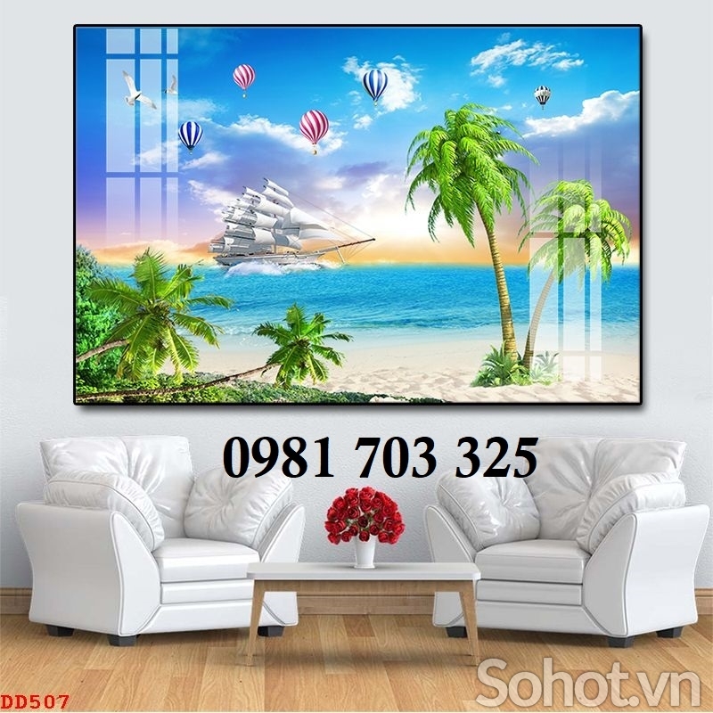 Gạch tranh phong cảnh biển trang trí tường
