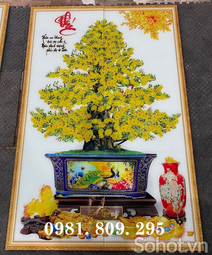 Gạch tranh 3D cây mai , gạch 3d hoa mai