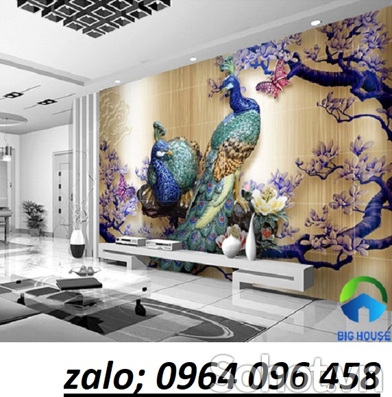Gạch tranh 3d chim công - DCNCN84