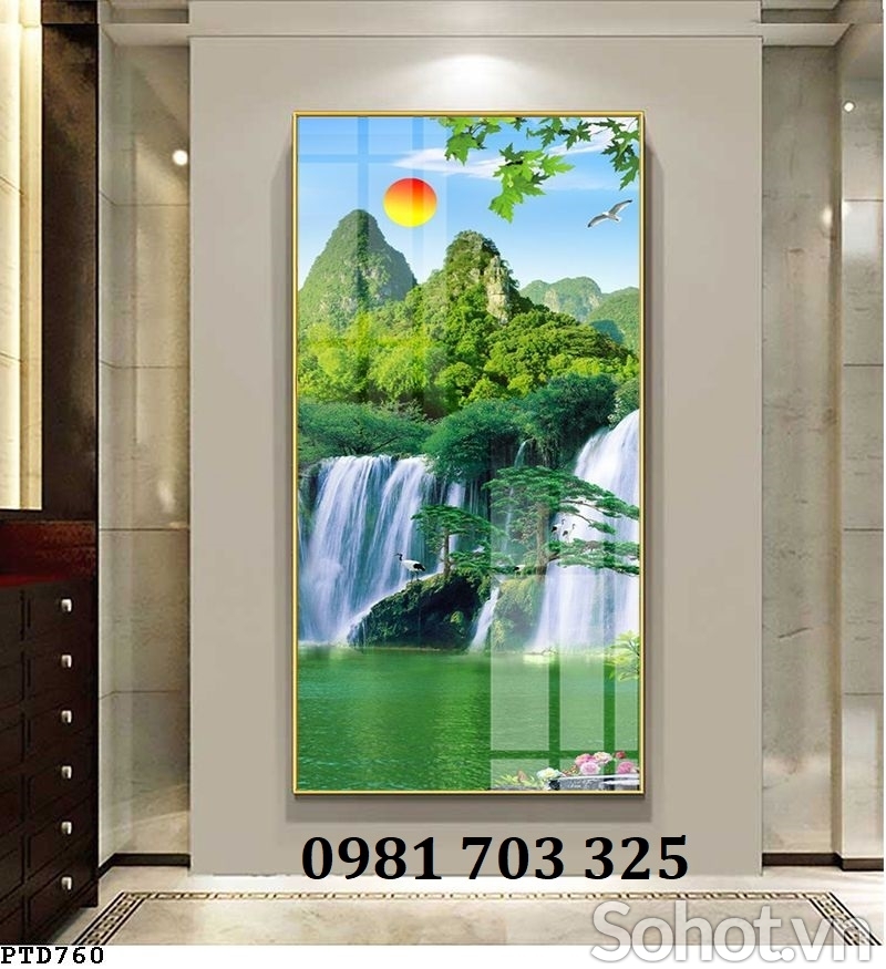 Tranh gạch phong cảnh 3D dán tường đứng