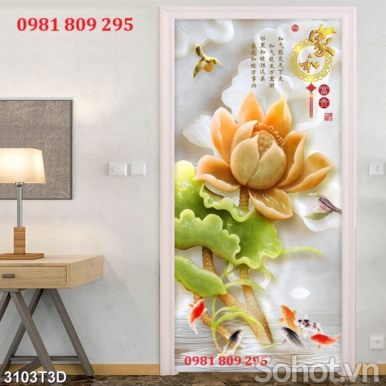 Tranh gạch , gạch cao cấp khổ dọc hoa sen