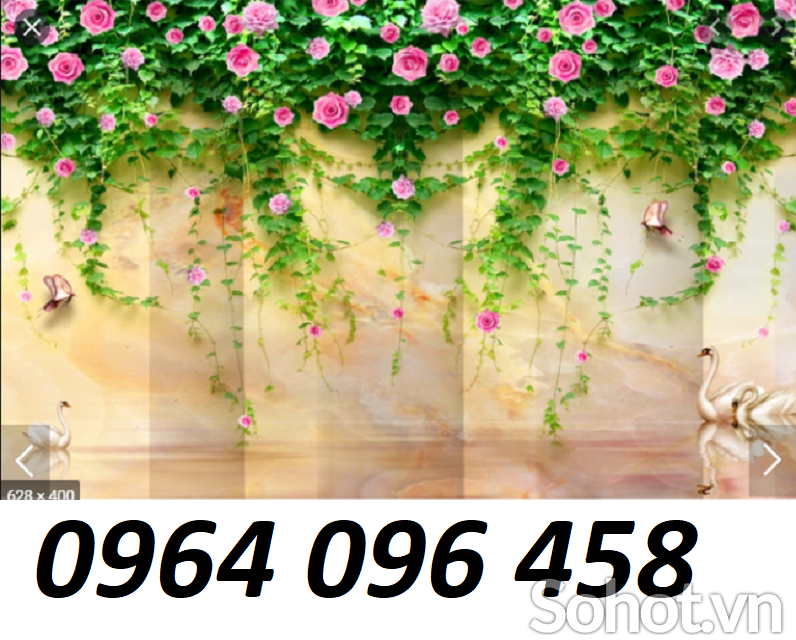 Tranh gạch 3d ốp tường hoa hồng leo - DCV97