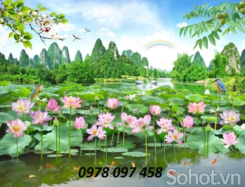 Gạch in 3D hoa sen