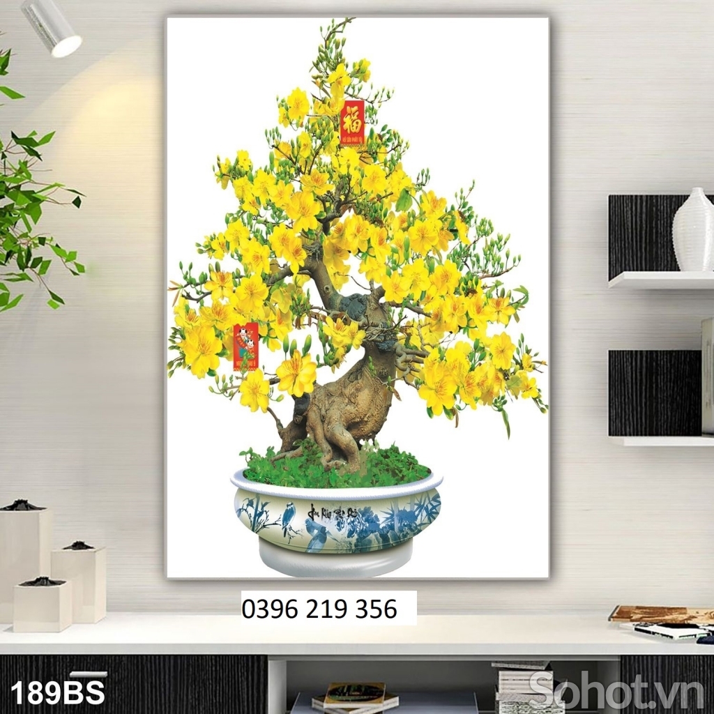 Tranh gạch cây mai 3d ốp tường phong thuỷ