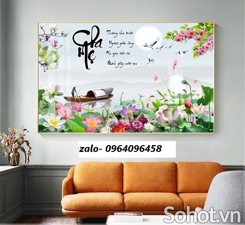 Tranh gạch 3d câu thơ cha mẹ - XCV54