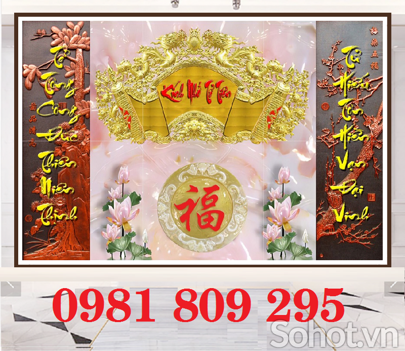 Gạch tranh trang trí ban thờ