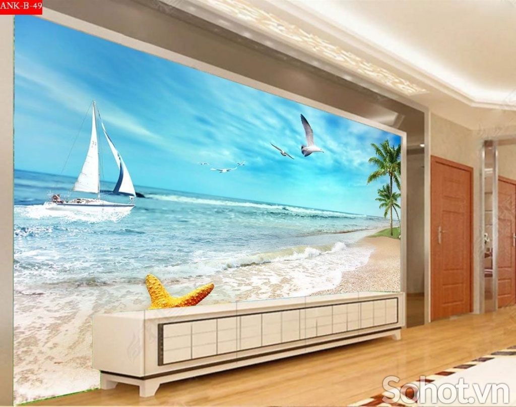 Tranh gạch 3d ốp tường phong cảnh biển - 688NB