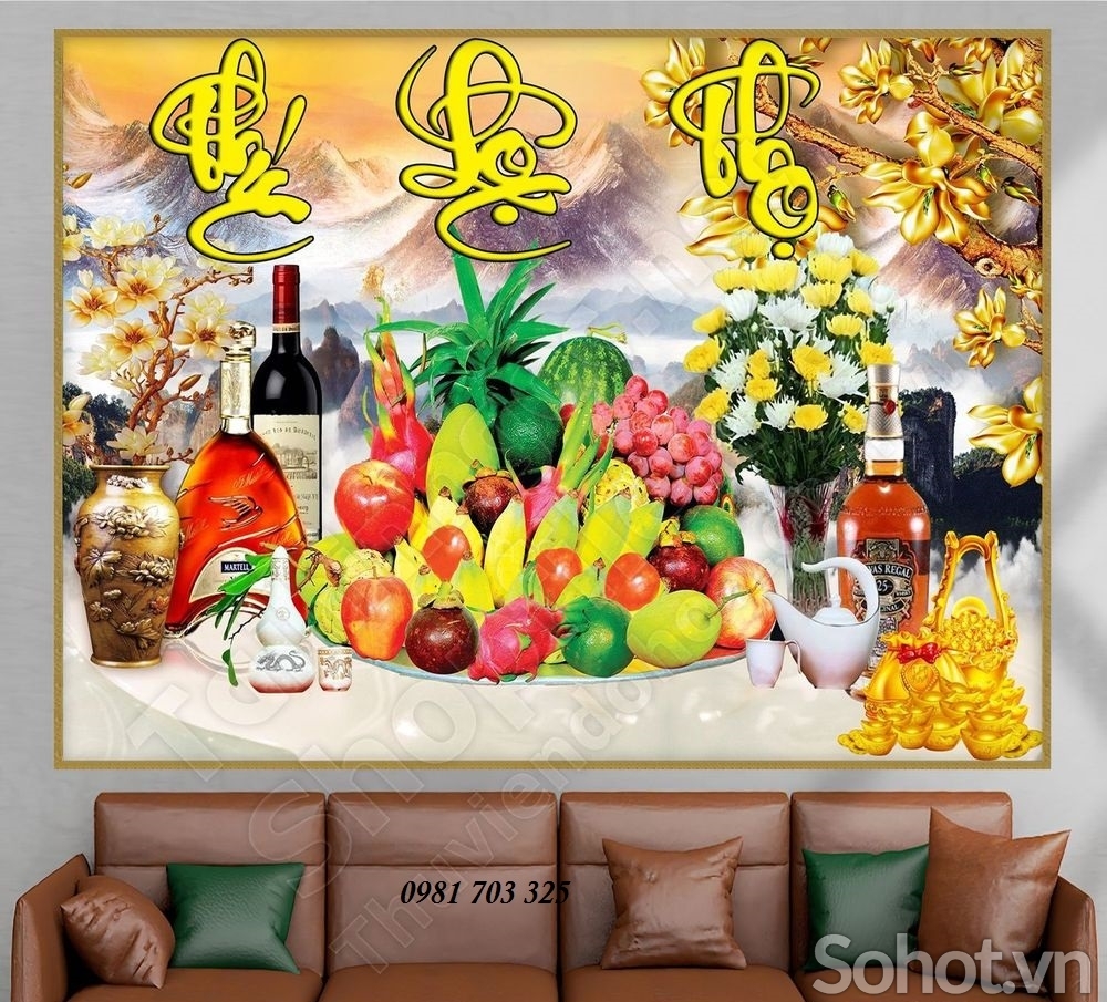 Tranh gạch 3D phòng thờ- gạch tranh ốp tường