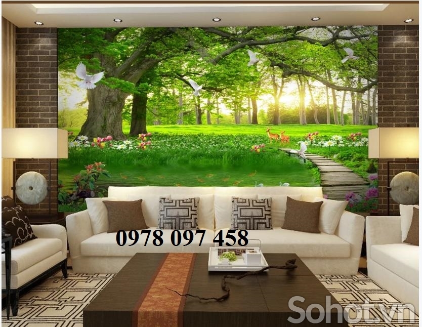 Tranh gạch 3D phòng khách