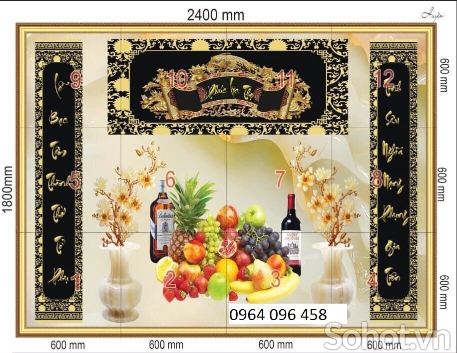 Tranh gạch 3d câu đối phòng thờ - 54CN