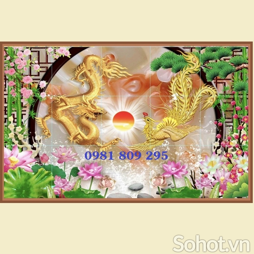 Gạch 3D rồng phượng trang trí nhà mồ HP32585