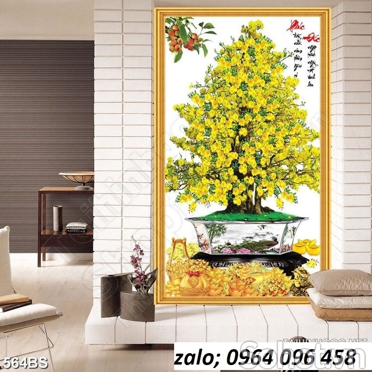 Tranh gạch 3d cây mai dán tường - NVM55