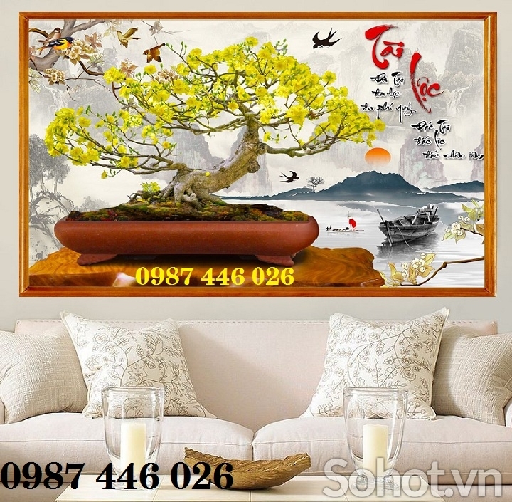 Tranh gạch men hoa mai vàng HP0762