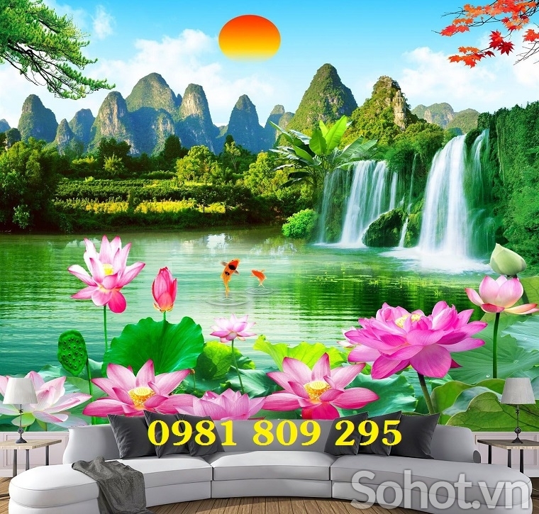 tranh 3d hoa sen , tranh gạch 3d , gạch tranh