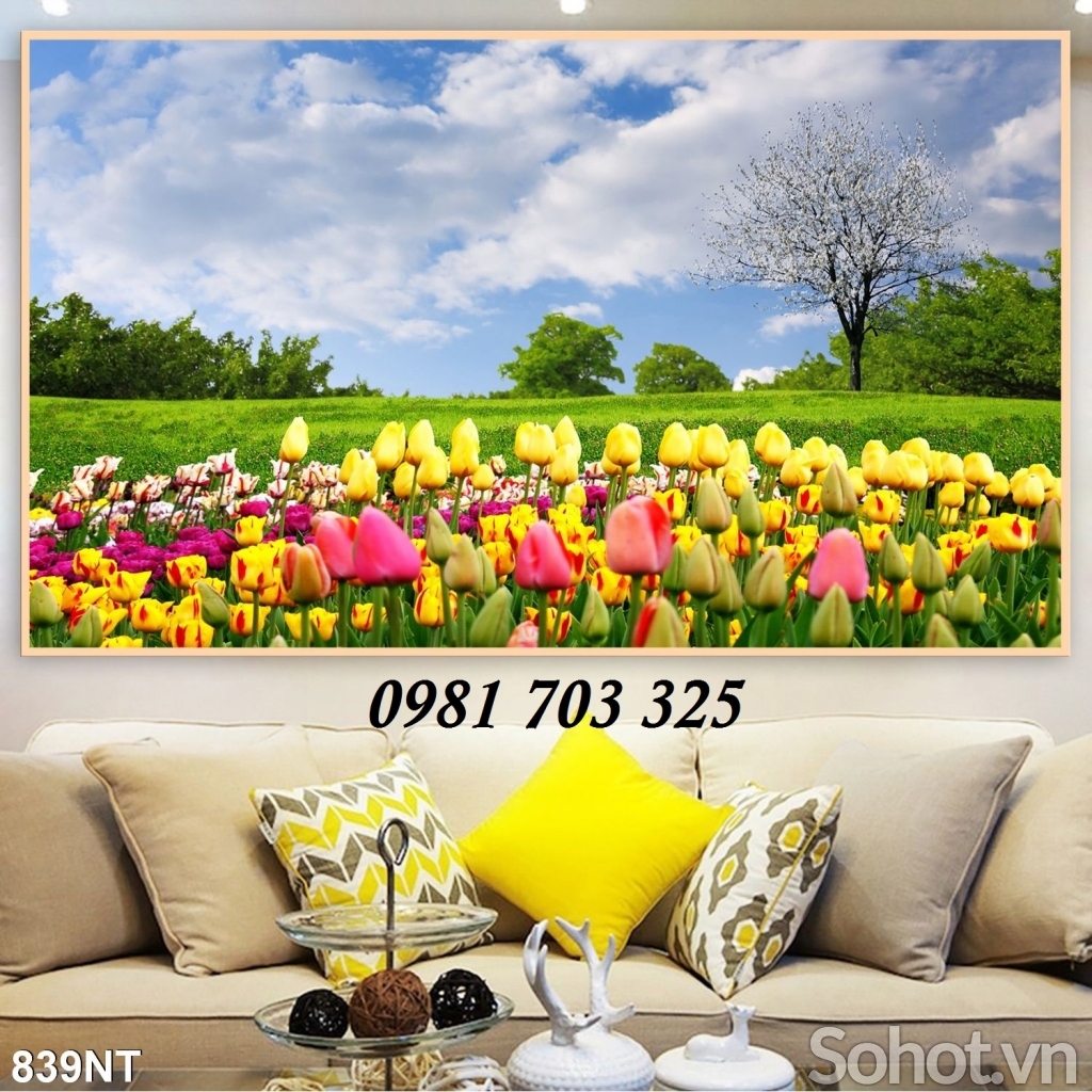 tranh phong cảnh- gạch tranh 3D cảnh vườn hoa