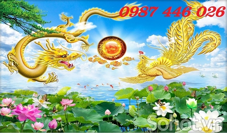 Tranh gạch men rồng vàng HP8272