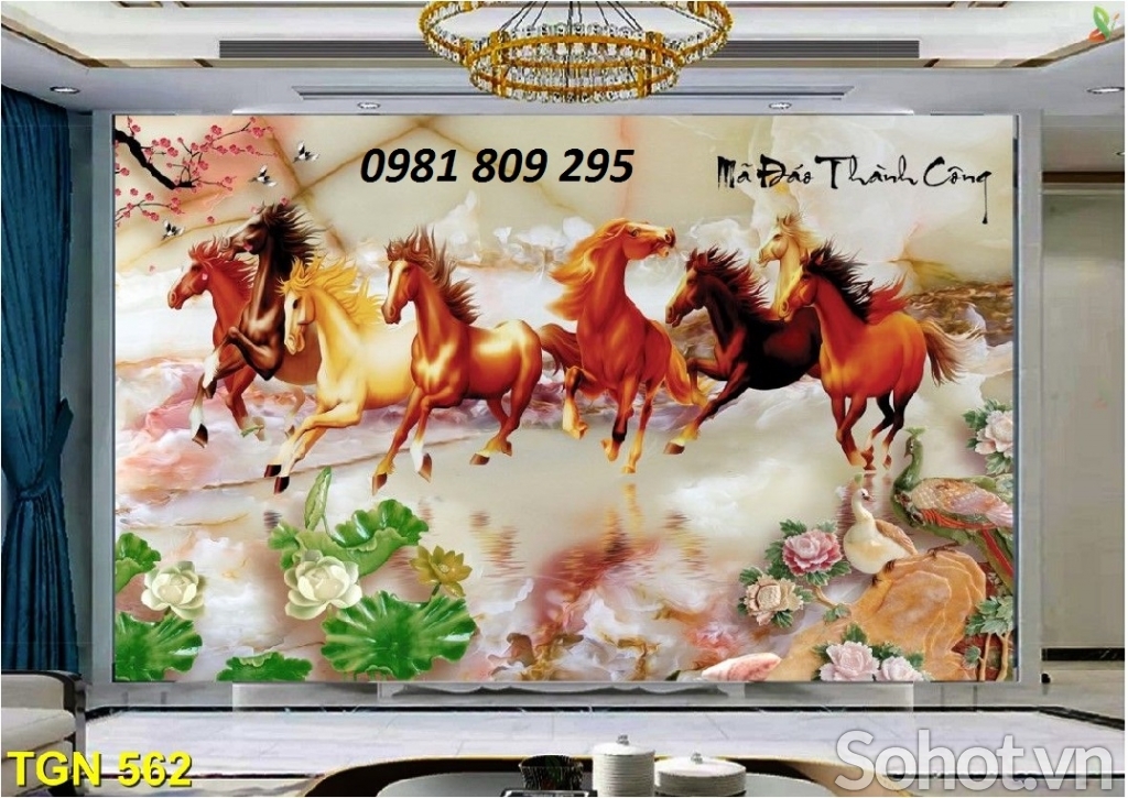 tranh gạch 3d dán tường mã đáo thành công