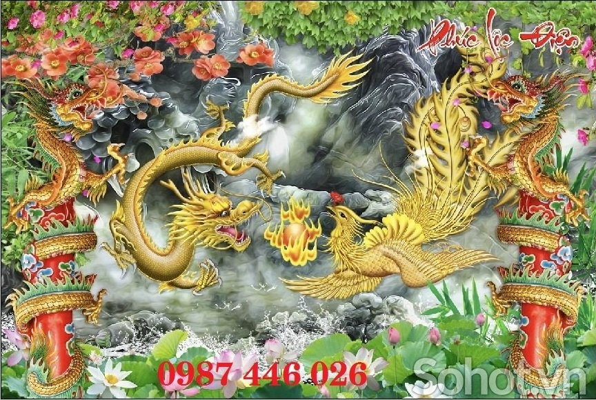 Gạch tranh rồng phượng ốp ban thờ