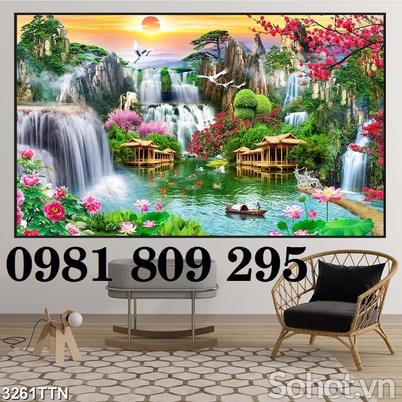 Tranh gạch 3d phong cảnh ngang