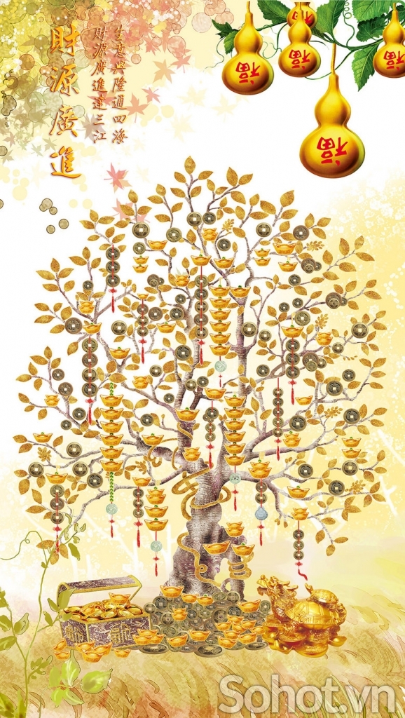 Tranh cây kim tiền - tranh gạch 3d cây kim tiền - 322AH