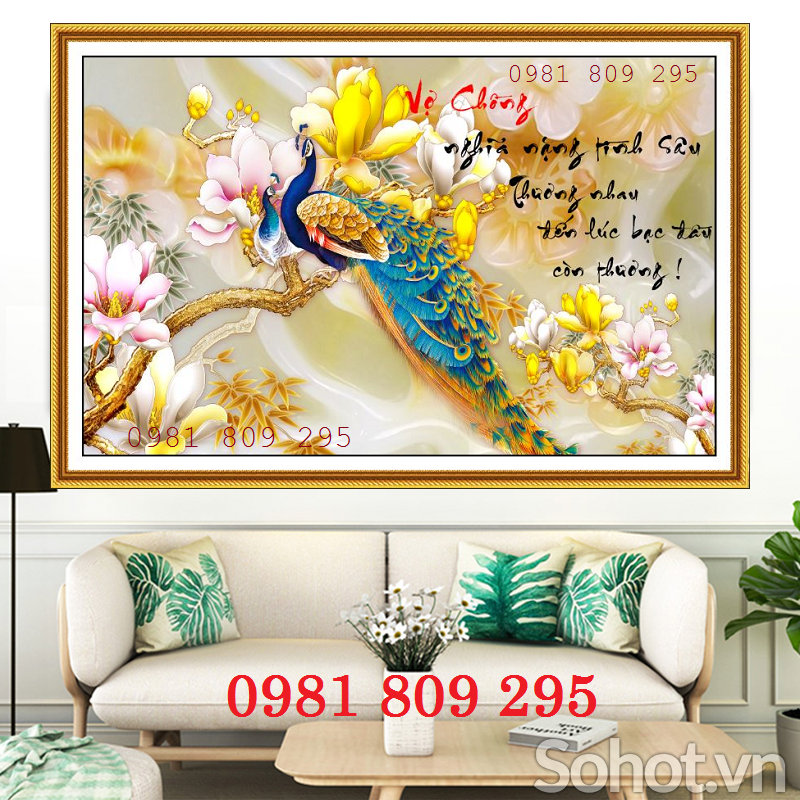 Tranh gạch 3d chim công đẹp
