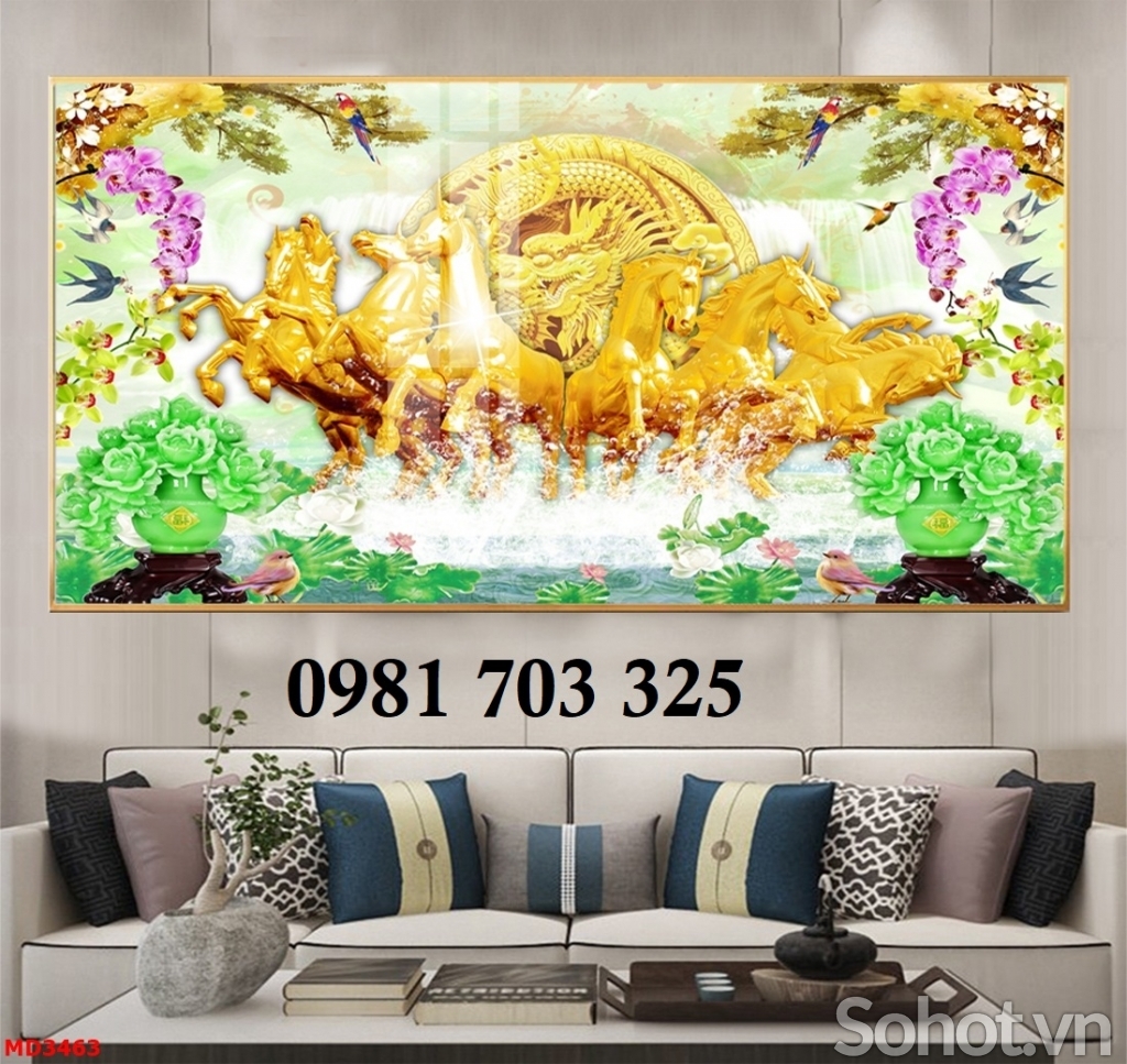 Gạch tranh phong thủy 3D bát mã