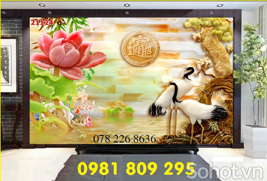 Tranh gạch chim hạc , gạch tranh phòng khách