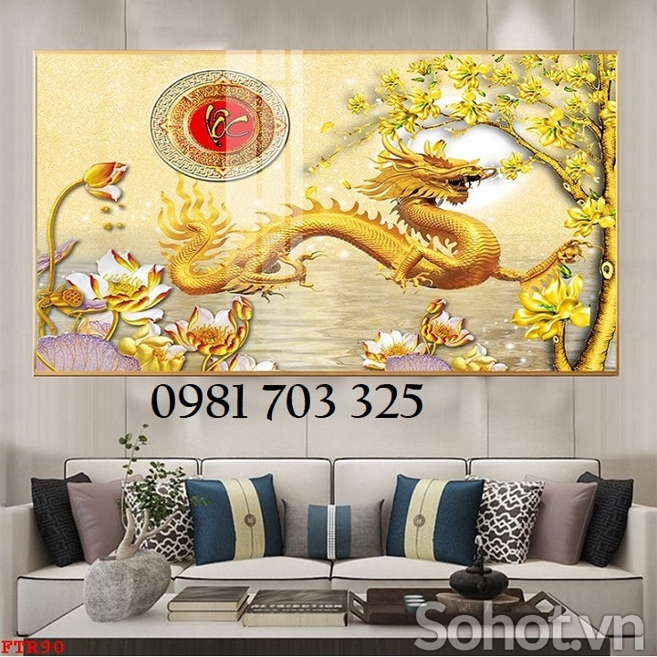 Gạch tranh phòng khách dán tường