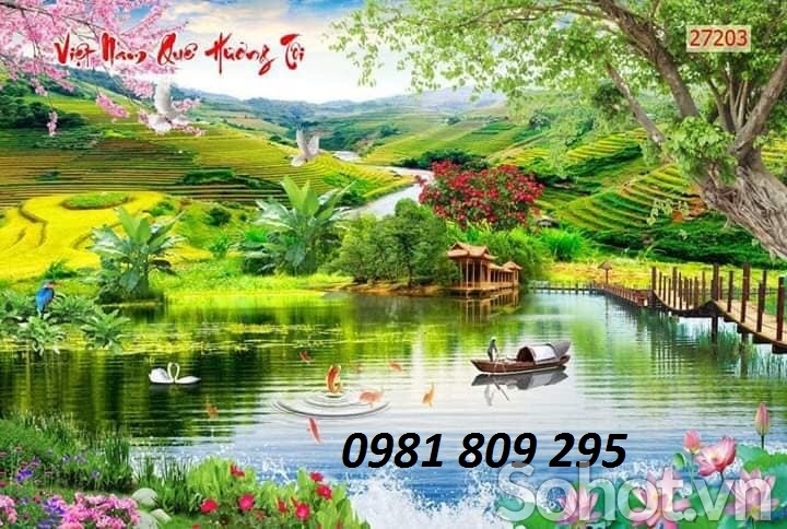 tranh gạch 3d phong thủy núi nước