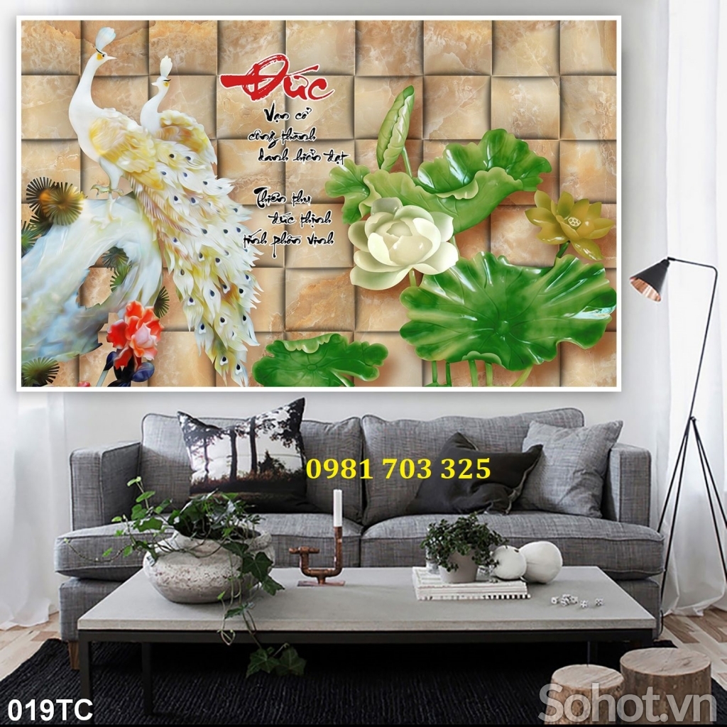 Tranh gạch chim công 3D phong thủy