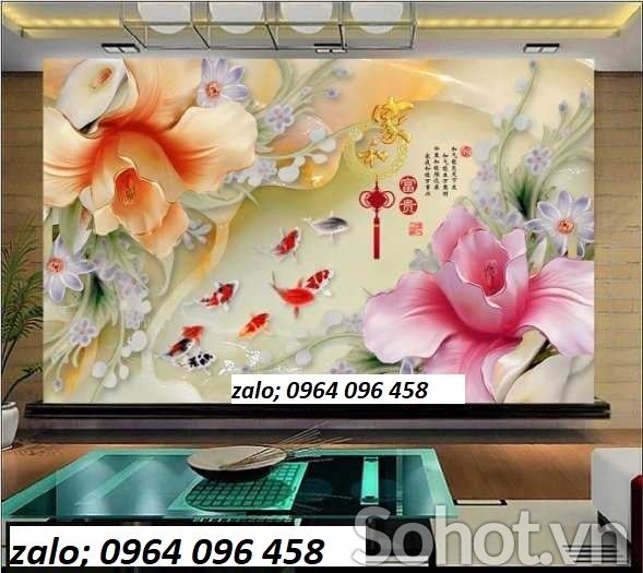 Tranh gạch 3d phong cảnh phong thủy phòng khách - DCV4W