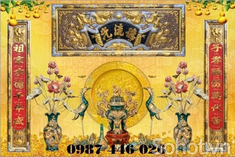 Tranh gạch men phòng thờ Ho6882