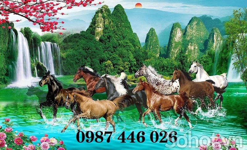 Gach ốp tường tranh mã đáo thành công HP9723