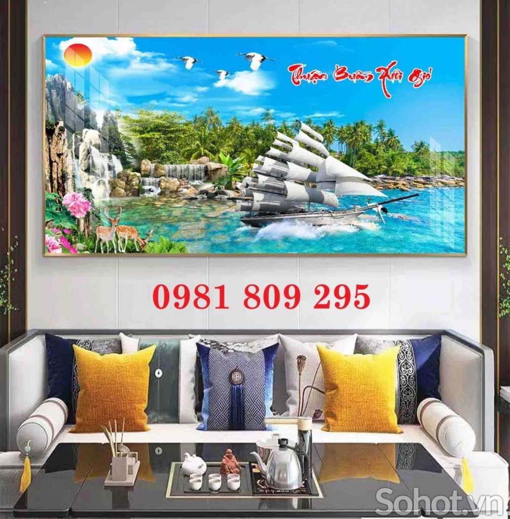 Tranh gạch men thuyền buồm 3d