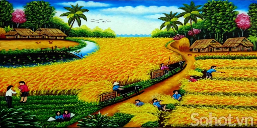 tranh đồng quê - gạch tranh 3d
