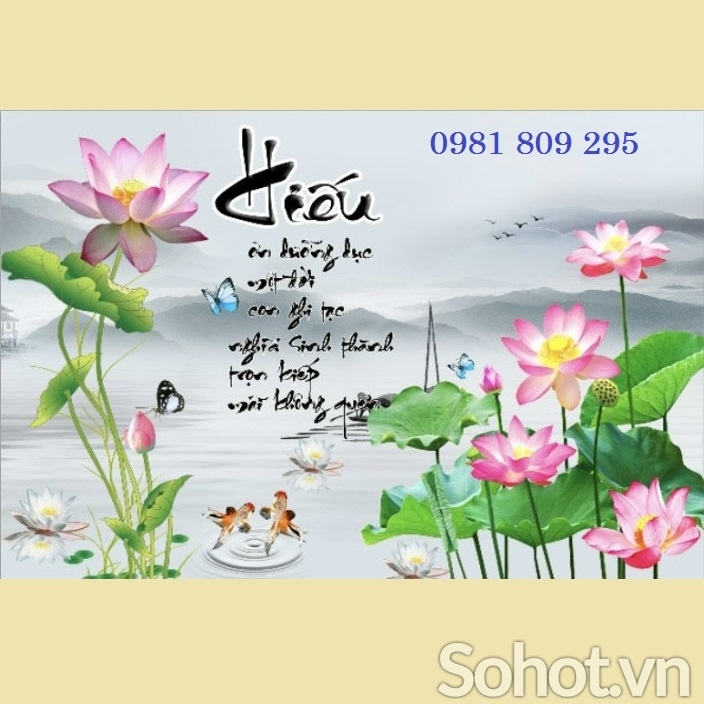 Tranh 3d hoa sen , gạch men 3d JP56