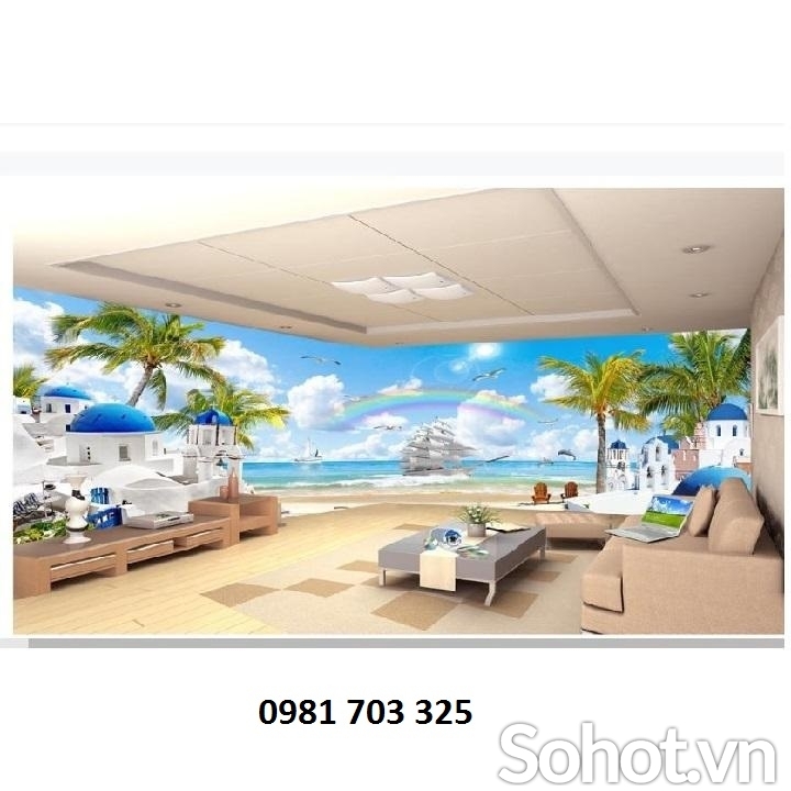 Tranh gạch 3D bãi biển đẹp