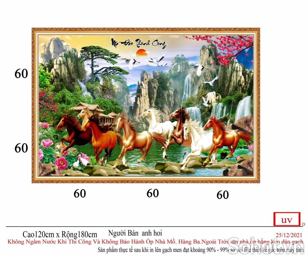 Gạch tranh dán tường phòng khách