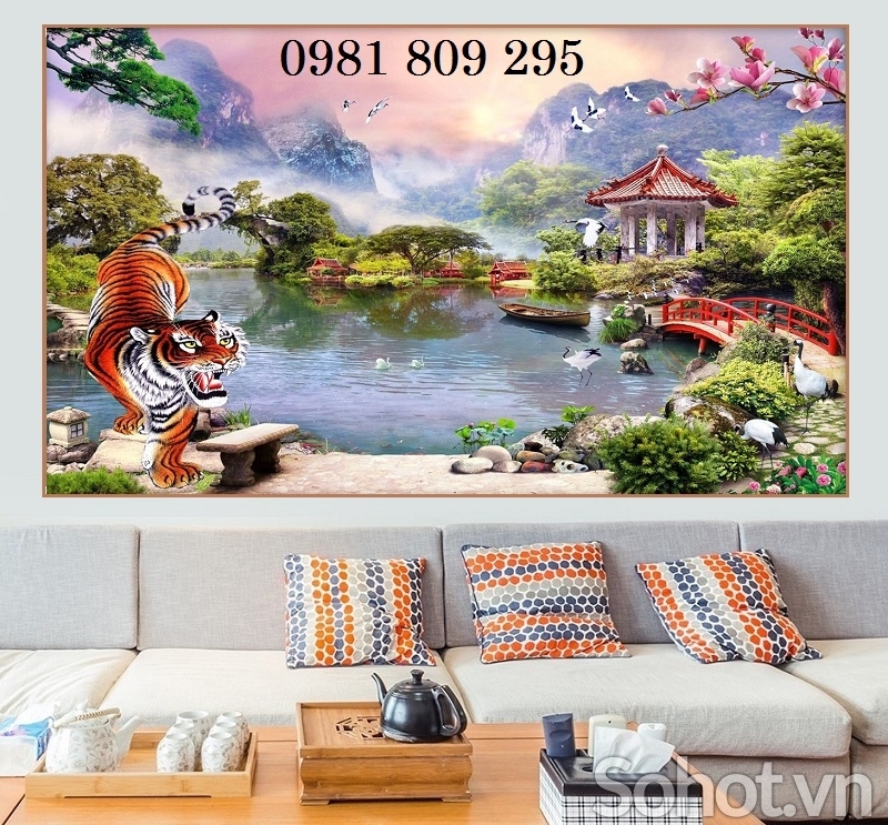 Tranh gạch 3d con hổ